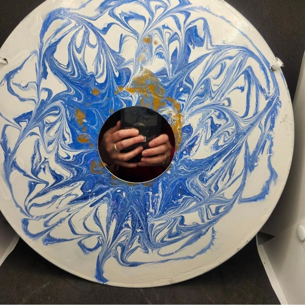 Hand Crafted Colorful Mirror Fluid Art Painting On 12